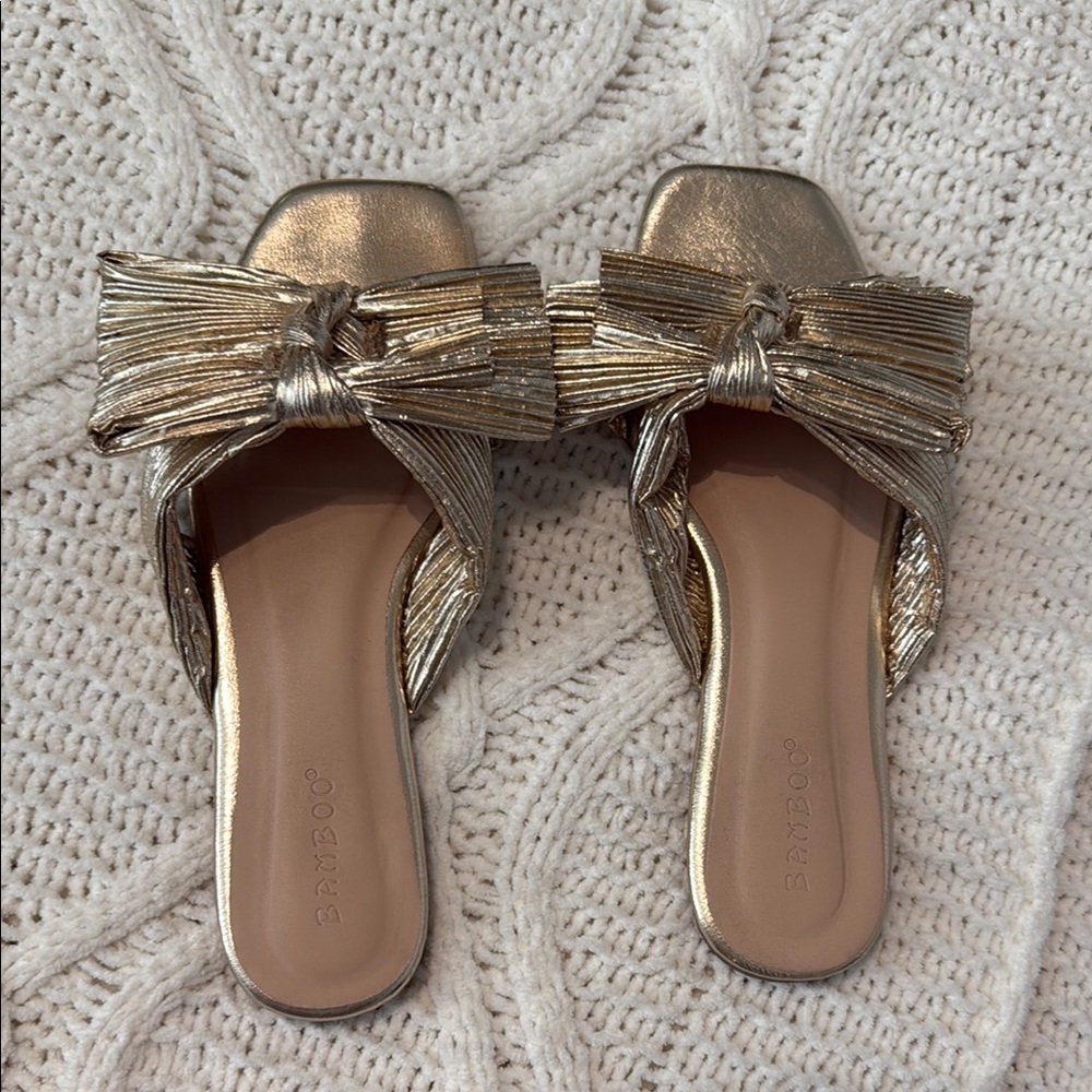 BAMBOO Gold Mules Slip-On Shoes